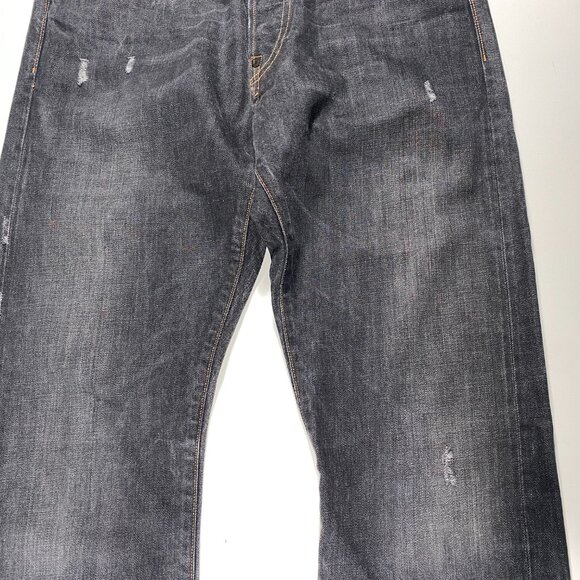 Evisu No 2 BLK Black Diacock Logo Straight Leg Selvedge Jeans mens size 30x33.5 - Picture 4 of 12